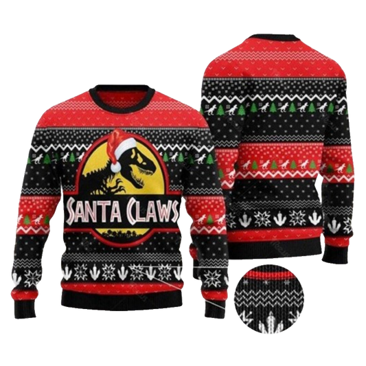 Santa Claws Dinosaur Ugly Christmas Sweater – Moonbestprint