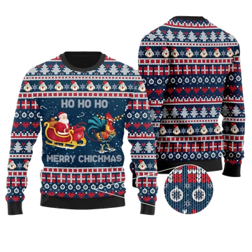 Santa Clause Riding Chicken Ugly Sweater - Moonbestprint
