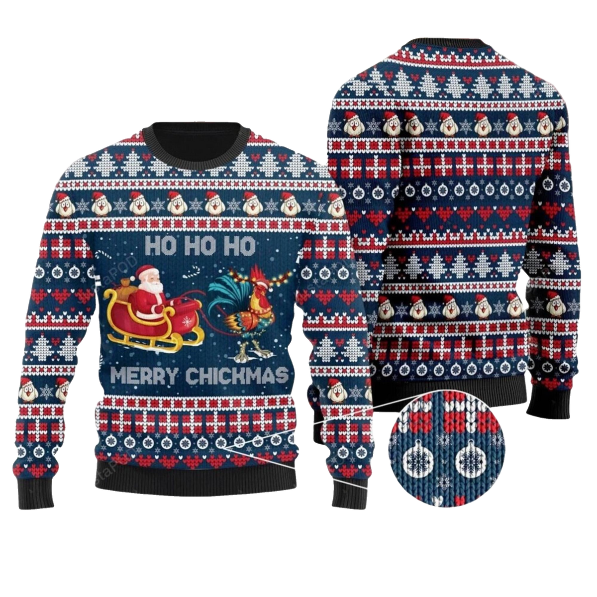 Santa Clause Riding Chicken Ugly Sweater - Moonbestprint