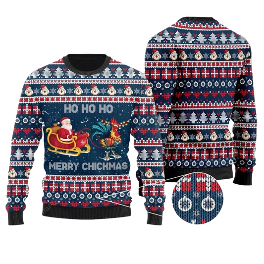 Santa Clause Riding Chicken Ugly Sweater - Moonbestprint
