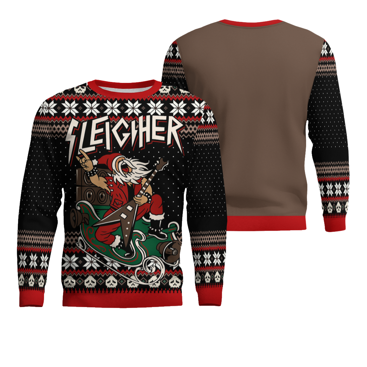 Santa Claus Sleigher Black Ugly Sweater – Moonbestprint
