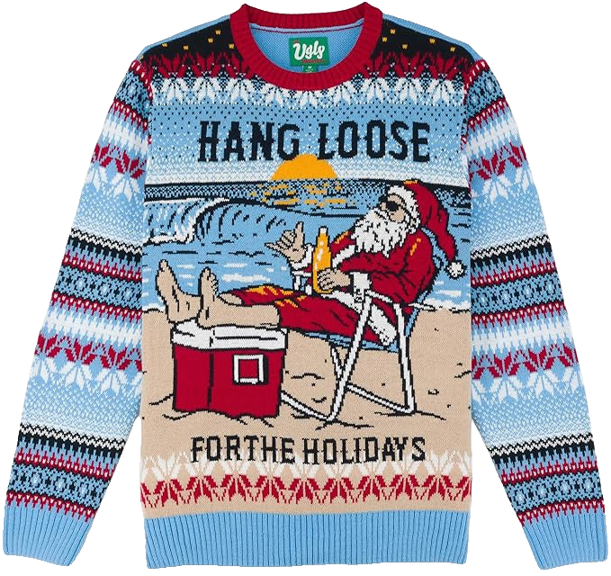 Santa Claus Hang Loose for the Holidays Ugly Christmas Sweater – Moonbestprint