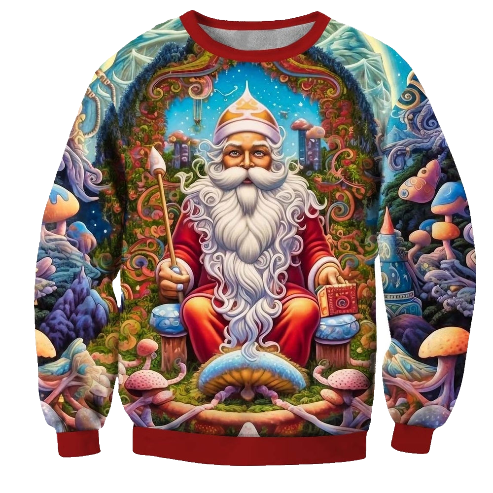 Santa Claus 3D Print Crew Neck Ugly Christmas Sweatshirt - Moonbestprint