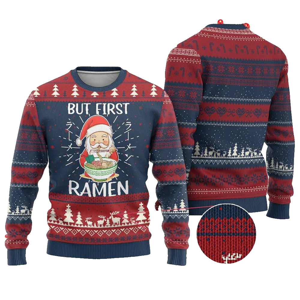 Santa But First Ramen Ugly Christmas Sweater - Moonbestprint
