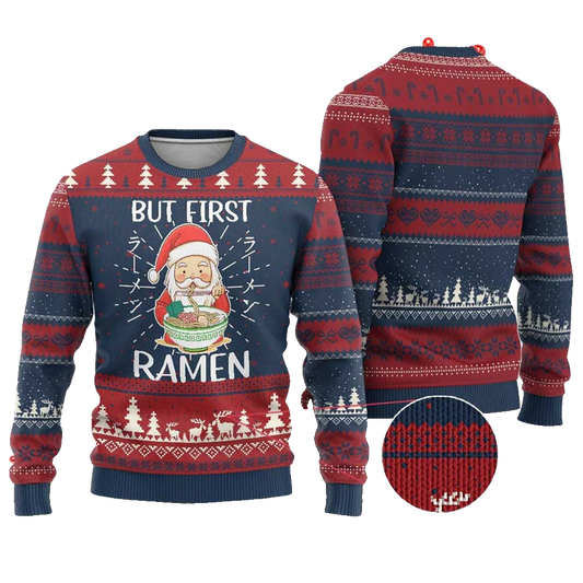 Santa But First Ramen Ugly Christmas Sweater - Moonbestprint