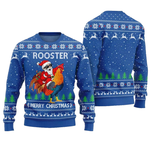 Rooster Santa Ugly Christmas Sweater - Moonbestprint