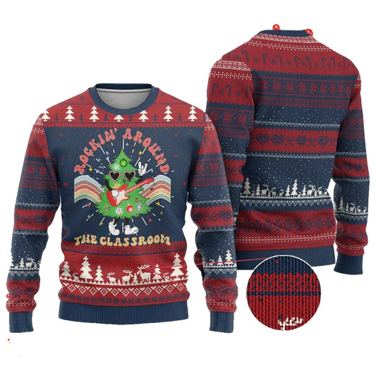 Rockin Around The Classroom Ugly Christmas Sweater - Moonbestprint