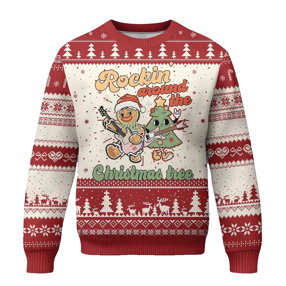 Rockin Around The Christmas Tree Ugly Christmas Sweater - Moonbestprint