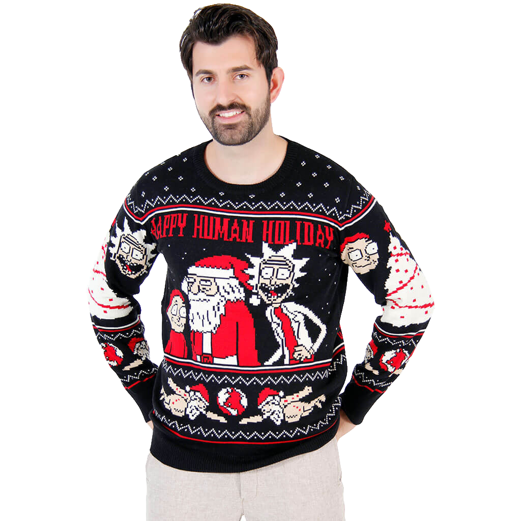 Rick and Morty Happy Human Holiday Ugly Christmas Sweater – Moonbestprint