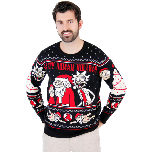 Rick and Morty Happy Human Holiday Ugly Christmas Sweater – Moonbestprint