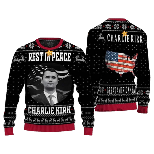 Rest In Peace Charlie Kirk Ugly Christmas Sweater - Moonbestprint
