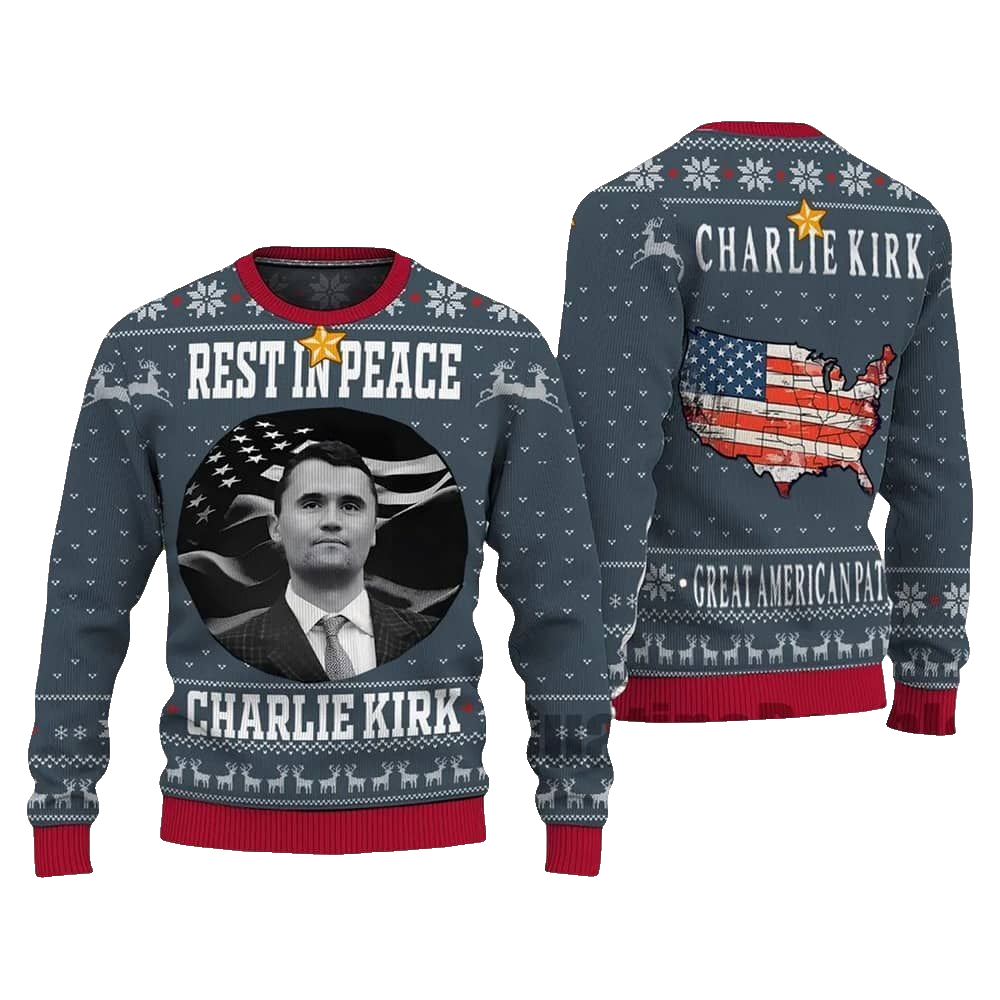 Rest In Peace Charlie Kirk Ugly Christmas Sweater - Moonbestprint