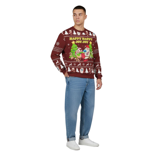 Ren And Stimpy Happy Happy Joy Joy Ugly Sweater 2026 Christmas - Moonbestprint
