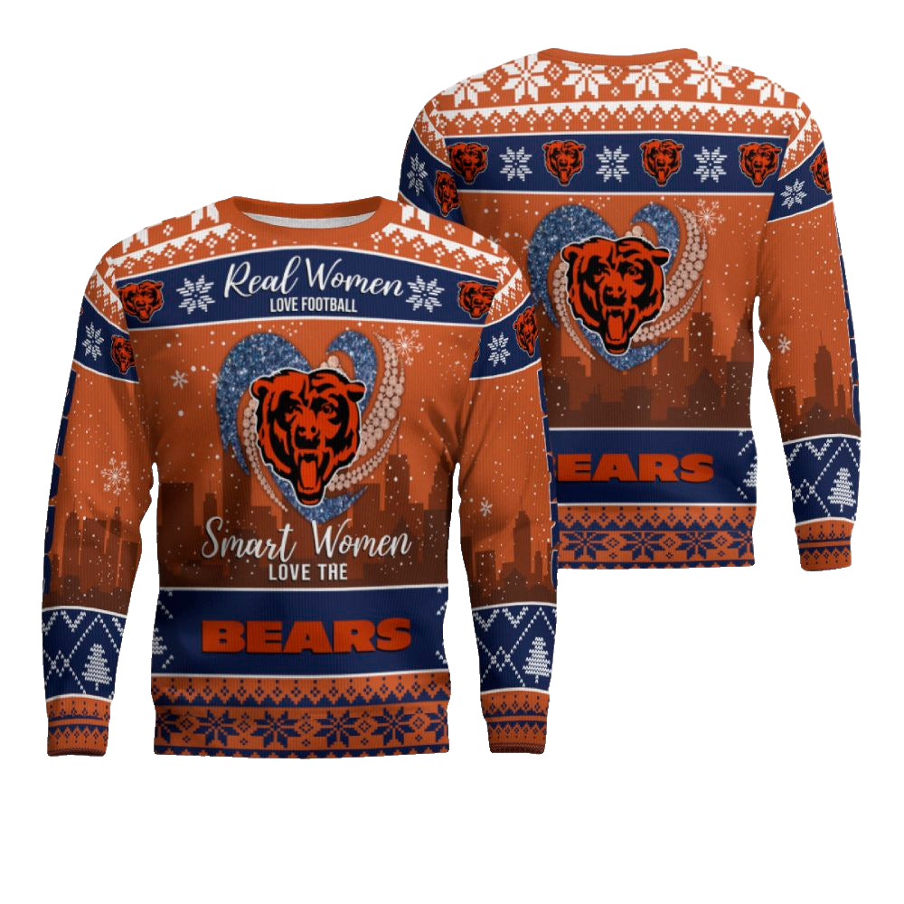 Real Women Love Football Smart Women Love Chicago Bears Ugly Sweater – Moonbestprint