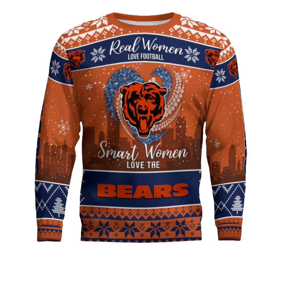 Real Women Love Football Smart Women Love Chicago Bears Ugly Sweater – Moonbestprint