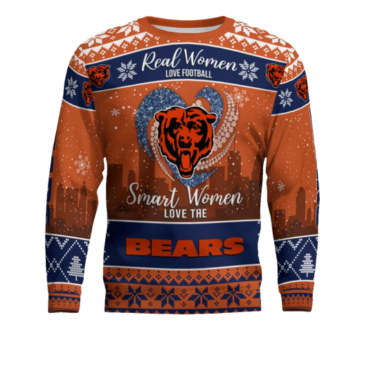 Real Women Love Football Smart Women Love Chicago Bears Ugly Sweater – Moonbestprint