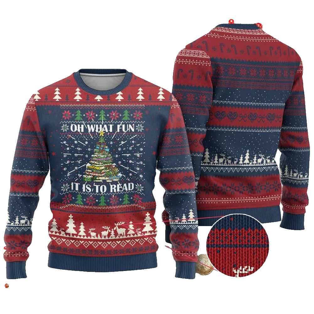 Reading Ugly Oh What Fun It Is To Read Ugly Sweater Christmas - Moonbestprint