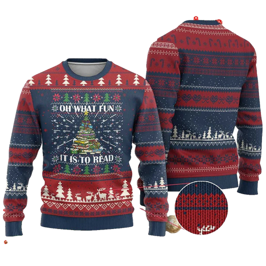 Reading Ugly Oh What Fun It Is To Read Ugly Sweater Christmas - Moonbestprint