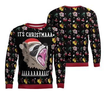 Raccoon It's Christmas Ugly Christmas Sweater Black – Moonbestprint
