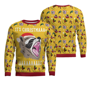 Raccoon It's Christmas Ugly Christmas Sweater Gold Metallic – Moonbestprint