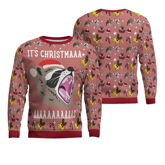 Raccoon It's Christmas Ugly Christmas Sweater Mocha Mousse – Moonbestprint