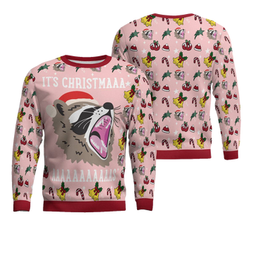Raccoon It's Christmas Ugly Christmas Sweater Powder Pink – Moonbestprint