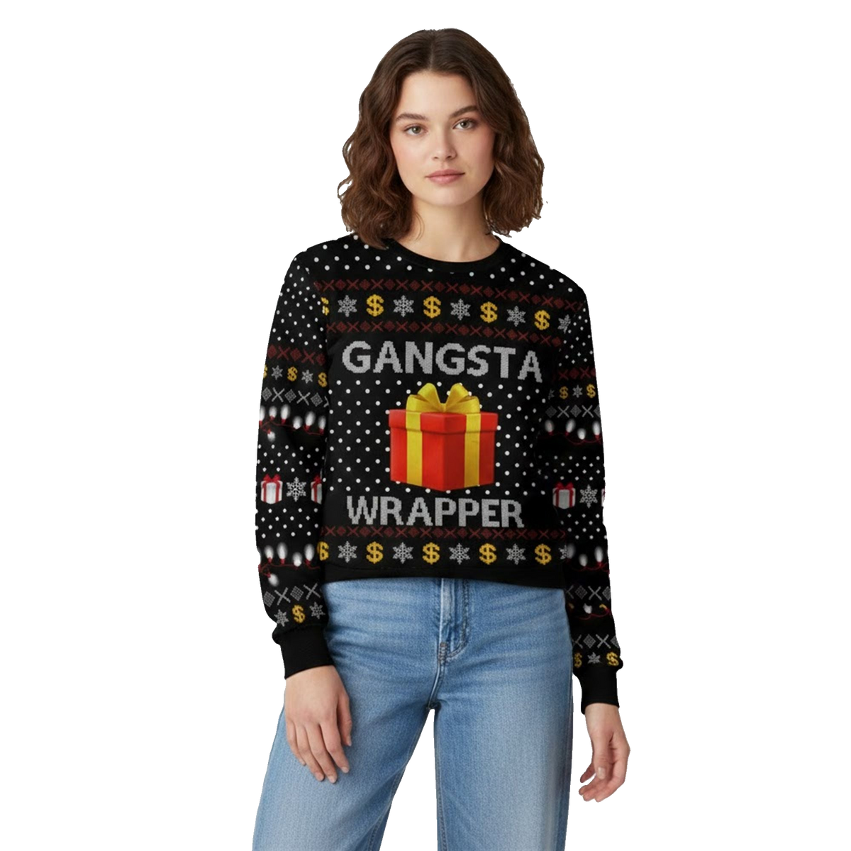 Queens Coach Grant Leonard Gangsta Wrapper Christmas Ugly Sweater - Moonbestprint