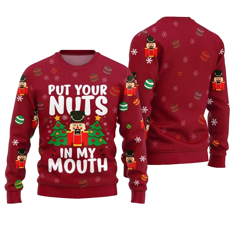 Put Your Nuts In My Mouth Inappropriate Ugly Christmas Sweater - Moonbestprint