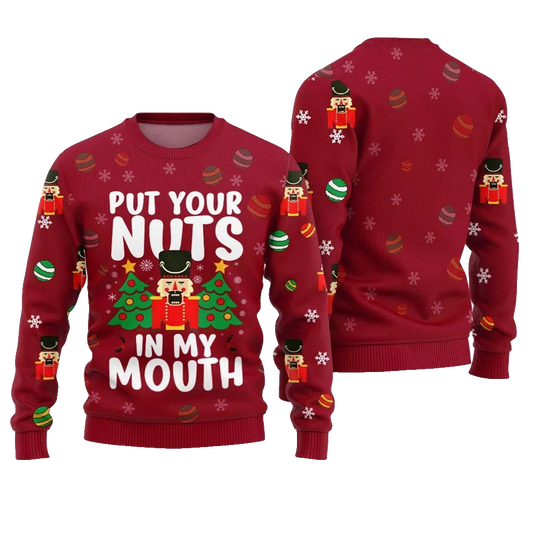 Put Your Nuts In My Mouth Inappropriate Ugly Christmas Sweater - Moonbestprint