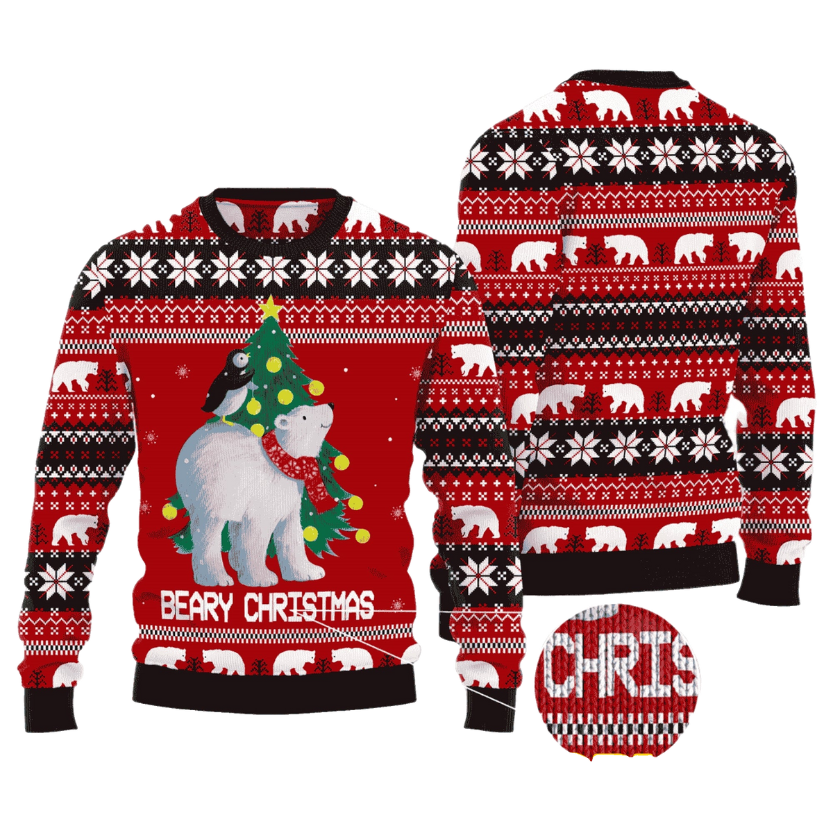 Polar Bear Beary Christmas Ugly Christmas Sweaters - Moonbestprint