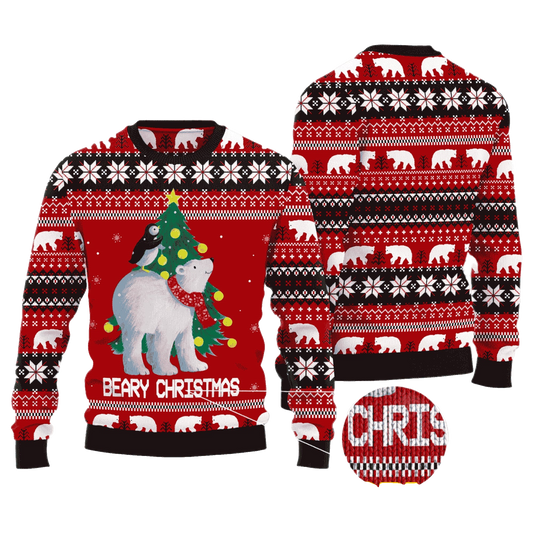 Polar Bear Beary Christmas Ugly Christmas Sweaters - Moonbestprint