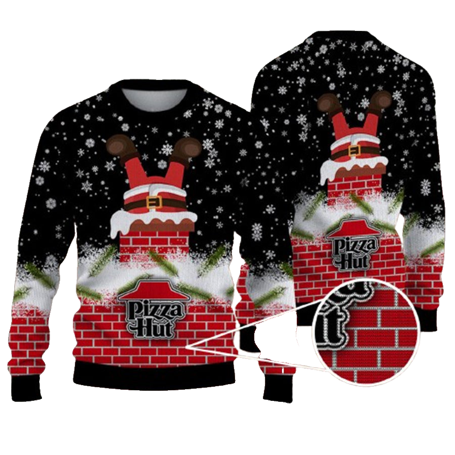 Pizza Hut Logo Santa Funny Ugly Christmas Sweater – Moonbestprint