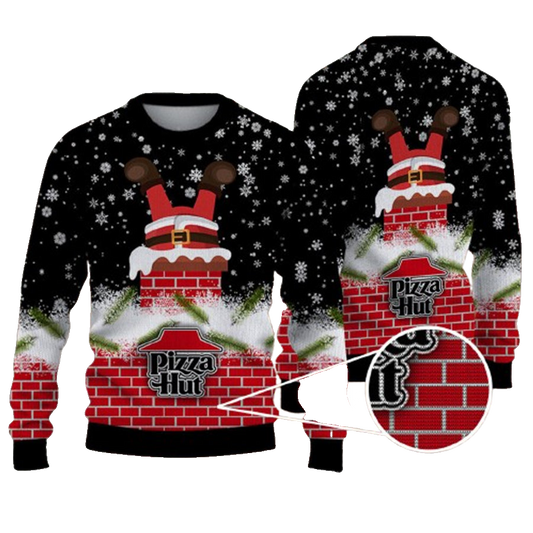 Pizza Hut Logo Santa Funny Ugly Christmas Sweater – Moonbestprint