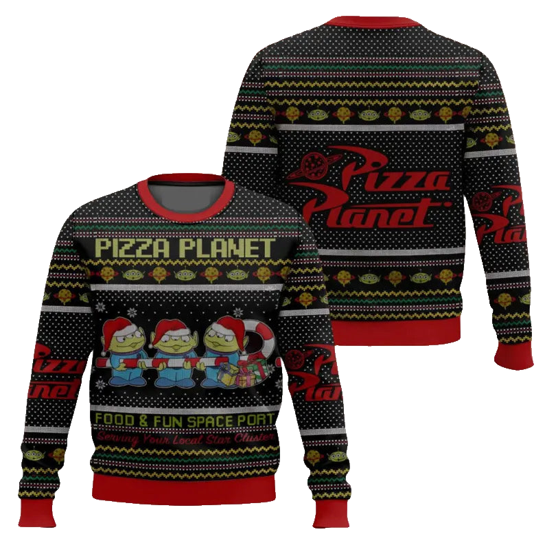 Pizza Planet Food and Fun Space Port Ugly Christmas Sweater – Moonbestprint