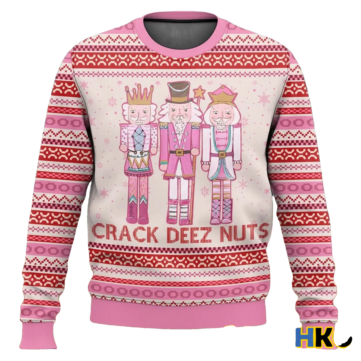Pink Nutcracker Crack Deez Nuts Ugly Christmas Sweater - Moonbestprint