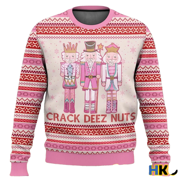 Pink Nutcracker Crack Deez Nuts Ugly Christmas Sweater - Moonbestprint