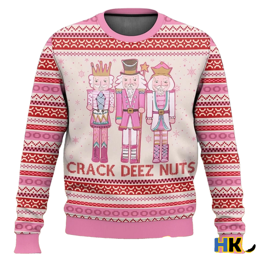 Pink Nutcracker Crack Deez Nuts Ugly Christmas Sweater - Moonbestprint