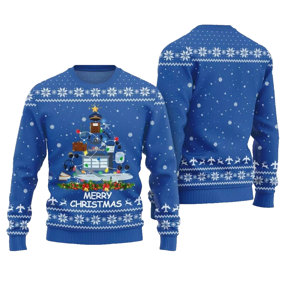 Pilot Merry Christmas Tree Ugly Sweater Christmas 2026 - Moonbestprint