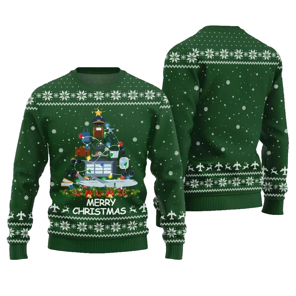 Pilot Merry Christmas Tree Ugly Sweater Christmas 2026 - Moonbestprint