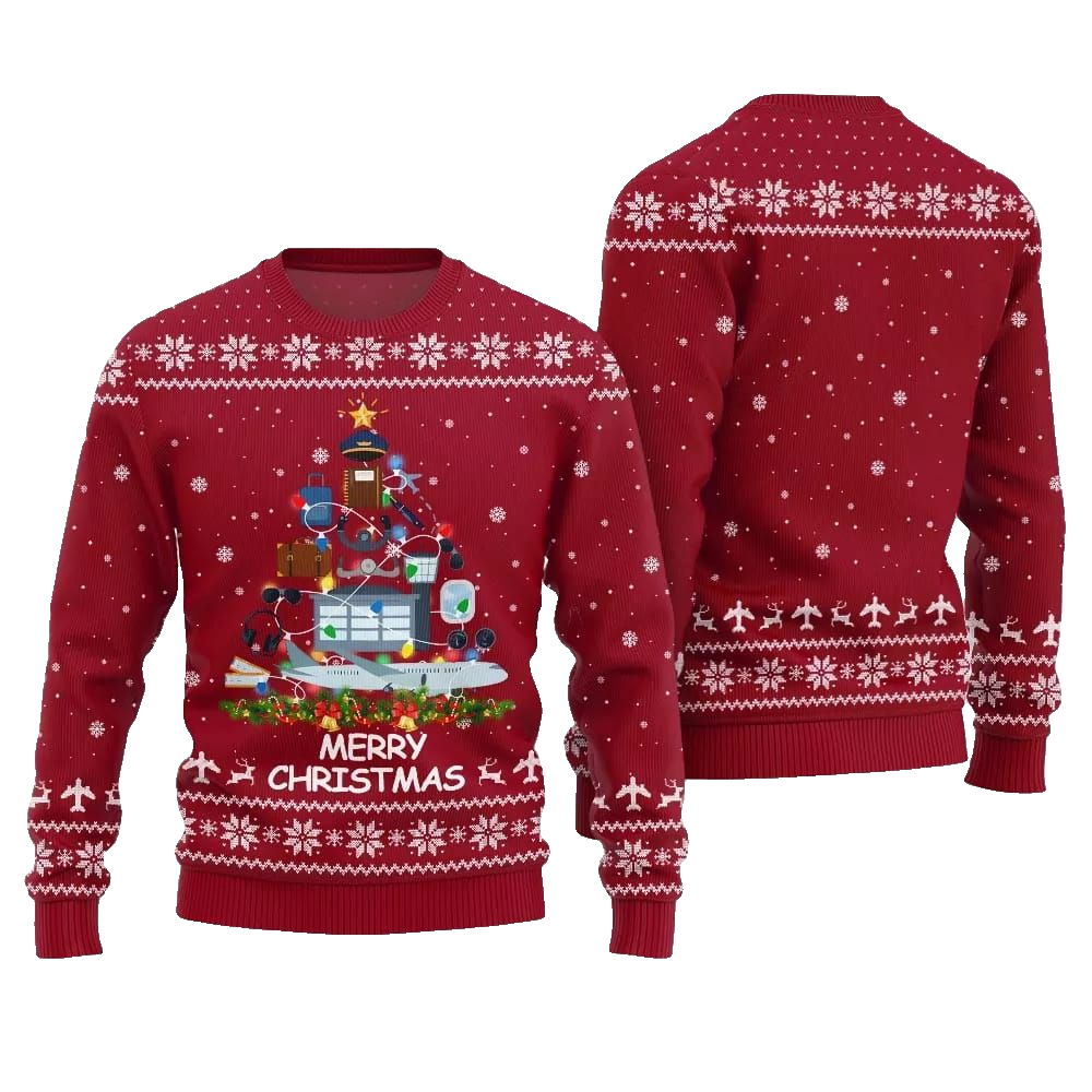 Pilot Merry Christmas Tree Ugly Sweater Christmas 2026 - Moonbestprint