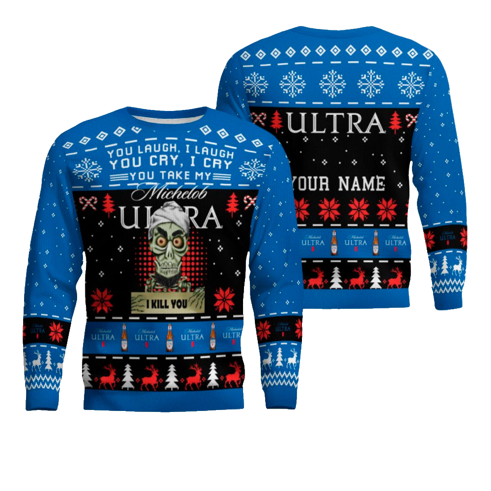 Personalized Michelob Ultra Funny Skeleton Ugly Christmas Sweater (Your Name) – Moonbestprint