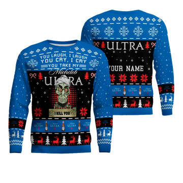 Personalized Michelob Ultra Funny Skeleton Ugly Christmas Sweater (Your Name) – Moonbestprint