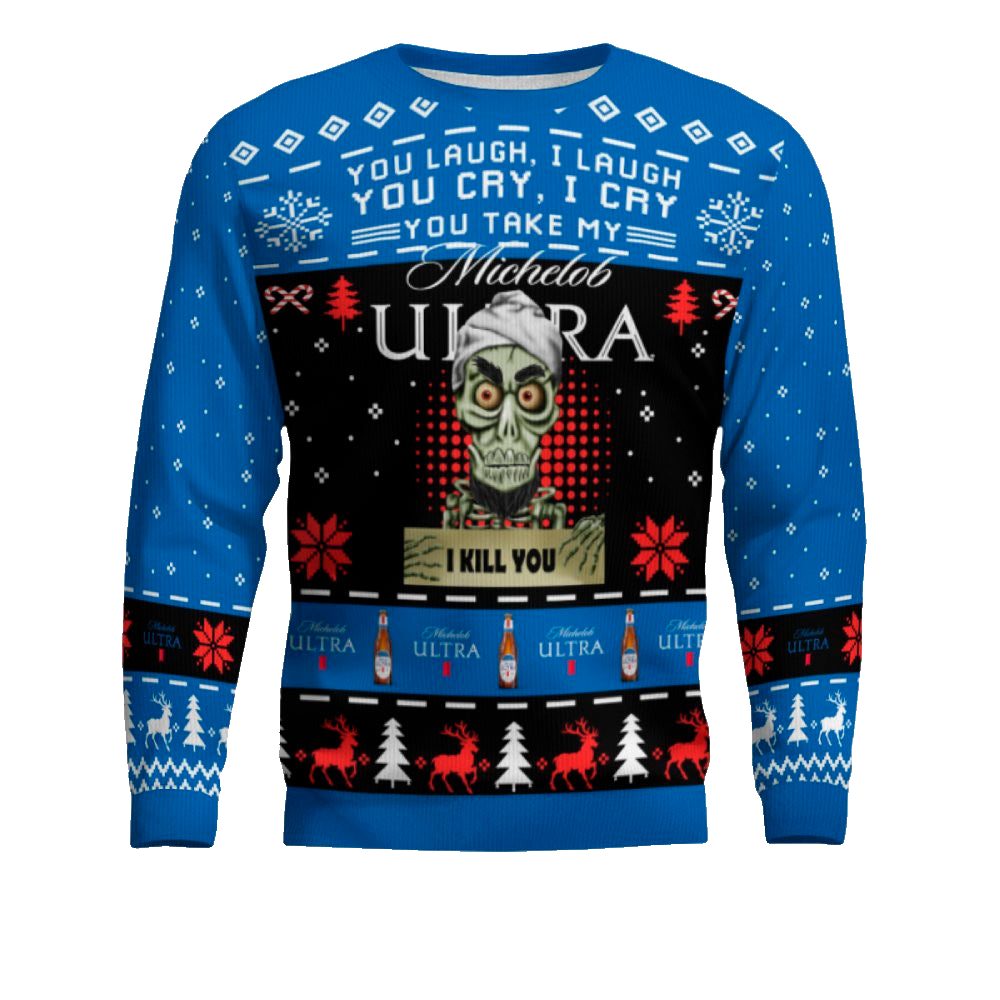 Personalized Michelob Ultra Funny Skeleton Ugly Christmas Sweater (Your Name) – Moonbestprint