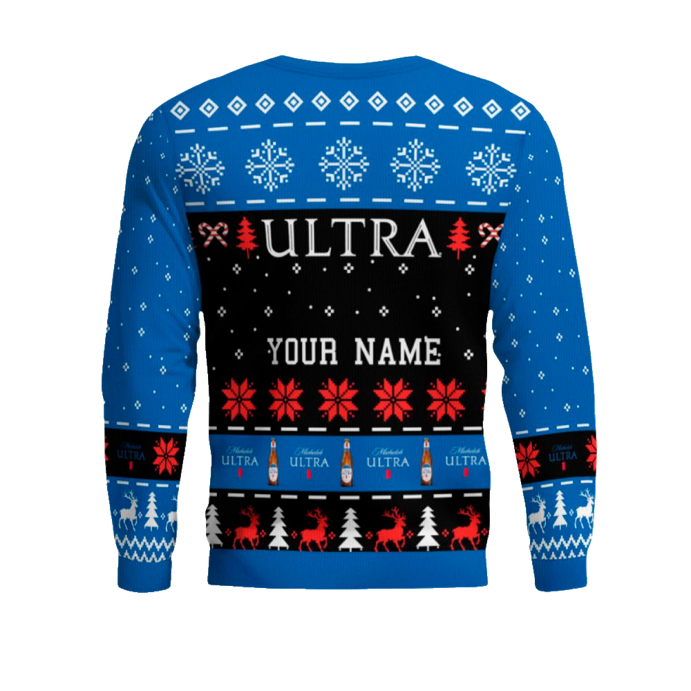 Personalized Michelob Ultra Funny Skeleton Ugly Christmas Sweater (Your Name) – Moonbestprint