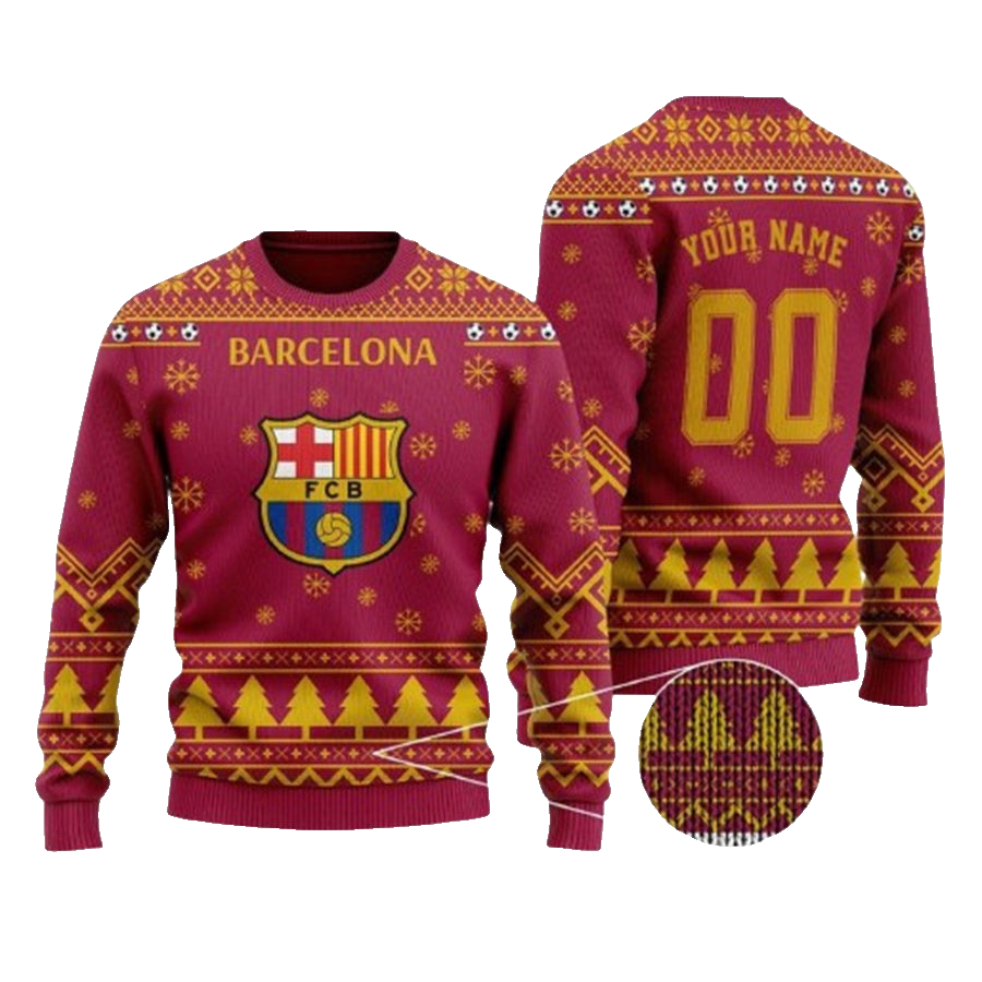 Personalized And Number Barcelona Christmas For Fans Ugly Christmas Sweater – Moonbestprint