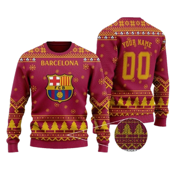 Personalized And Number Barcelona Christmas For Fans Ugly Christmas Sweater – Moonbestprint