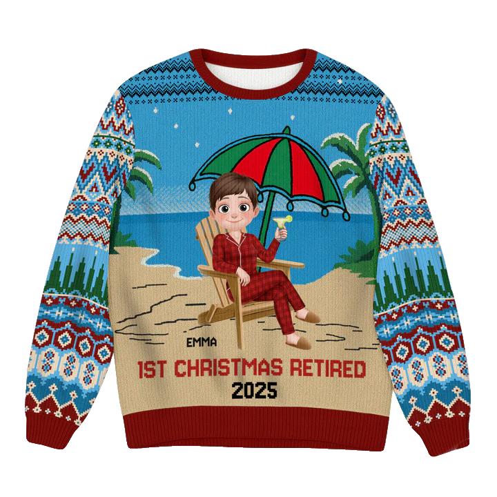 Personalised 1st Christmas Retired Ugly Sweater 2025 – Moonbestprint