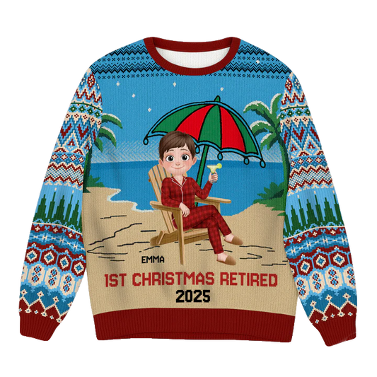 Personalised 1st Christmas Retired Ugly Sweater 2025 – Moonbestprint