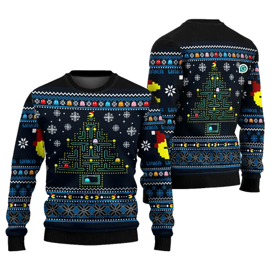 Pacman Tree Ugly Christmas Sweater – Moonbestprint
