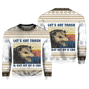 Opossum Let's Eat Trash Get Hit By A Car Christmas Ugly Sweater – Moonbestprint